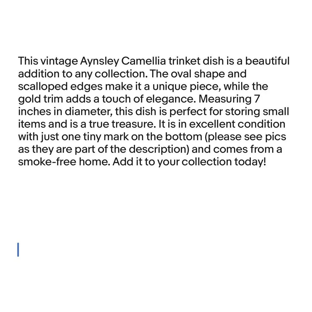 Vintage‎ Aynsley Camellia Bone China Oval Scalloped Trinket Dish Gold Trimmed 7
